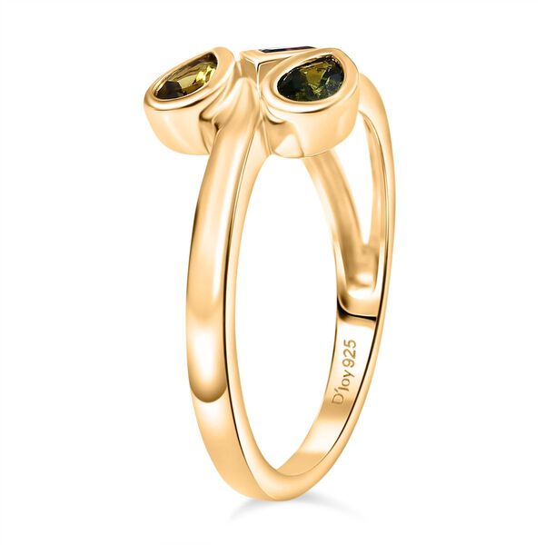 D joy Mehrfarbiger-Turmalin Ring 925 Silber 750 Gelb Vergoldet (Größe 19.00) ca. 0.60 ct image number 5