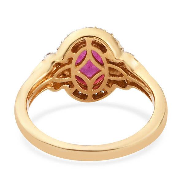 Fissure gef&uuml;llt Rubin und Zirkon Ring 925 Silber vergoldet  ca. 2,11 ct image number 6