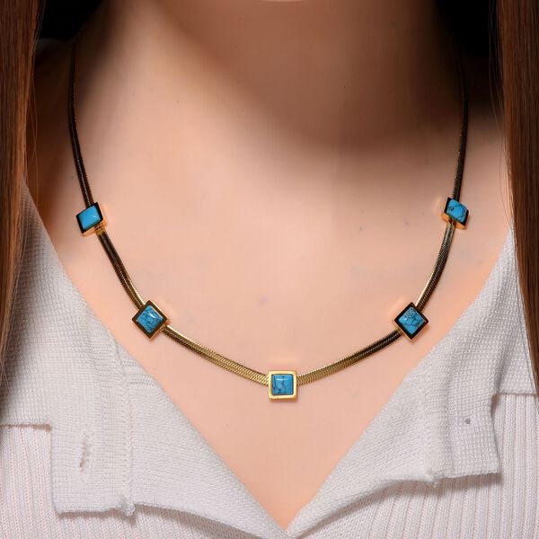 Blaue Howlit Halskette, 50+2 cm - 2 ct. image number 2