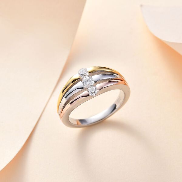 Dreifarbiger Moissanit-Ring - 0,37 ct. image number 2