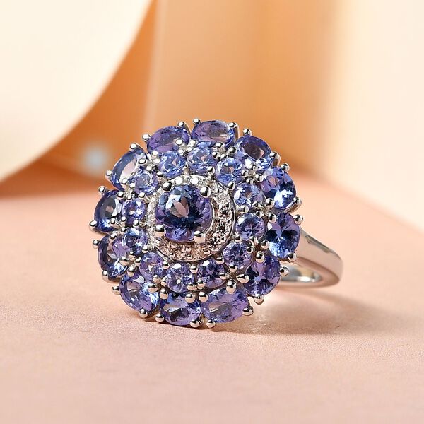 Tansanit und Zirkon Cocktail Ring - 3,42 ct. image number 2