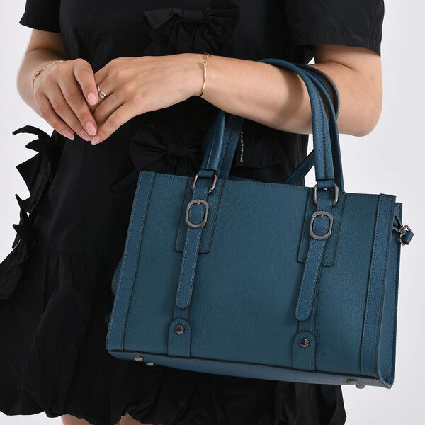 Crossbody Tasche aus 100% echtem Leder, 32x13x21 cm, Blau image number 3