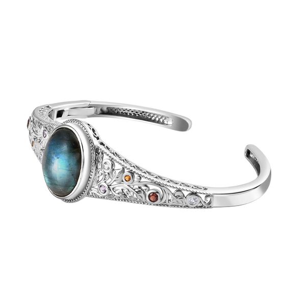 Labradorit, mehrfarbiger Edelstein in Fr&uuml;hlingsfarben Armreif ca. 19 cm Messing  ca. 18.27 ct image number 4