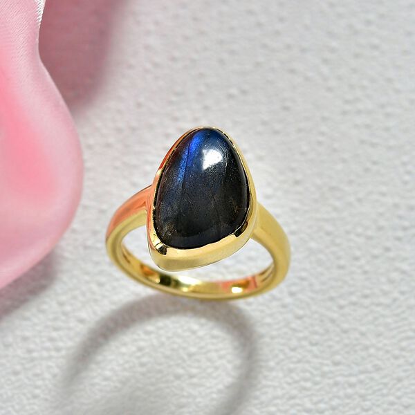 D'Joy AAA Labradorit Ring 925 Silber 750 Gelb Vergoldet (Gr&ouml;&szlig;e 19.00) ca. 6,66 ct image number 2