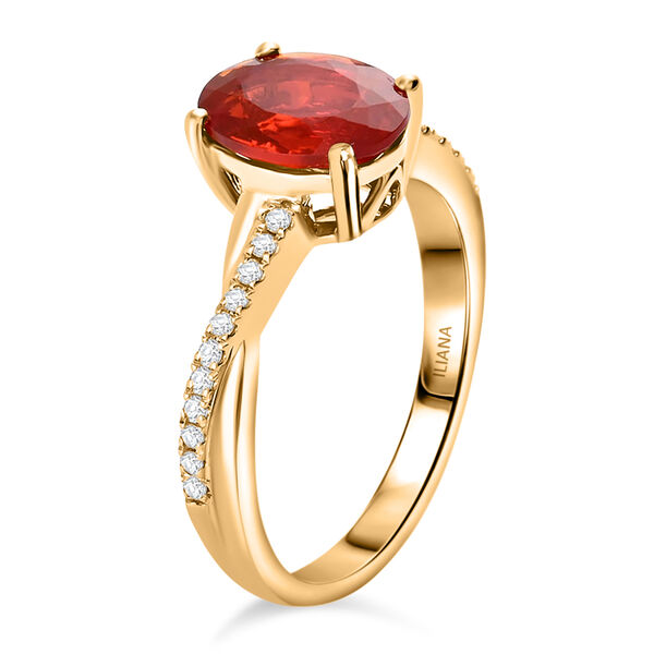 ILIANA AAA Mexikanischer Kirschfeuer-Opal und Diamant SI G-H Ring 750 Gelbgold  ca. 1,08 ct image number 3