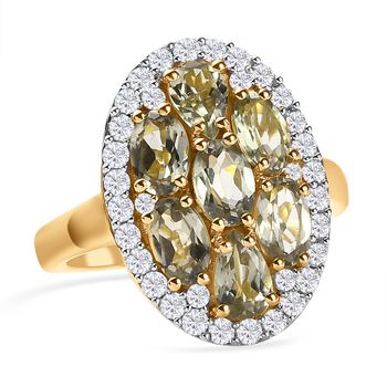 AAA Turkizit und Zirkon-Ring - 4,11 ct.