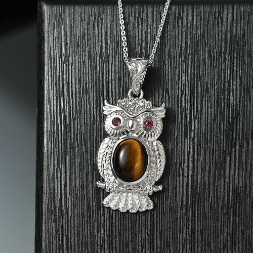 Tigerauge, Rhodolith Granat Schmuckset ca. 2,87 ct. image number 1