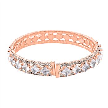 Wei&szlig;er Zirkonia Armreif, Flexibles (ca. 18-19 cm)  Nickelfreies Messing