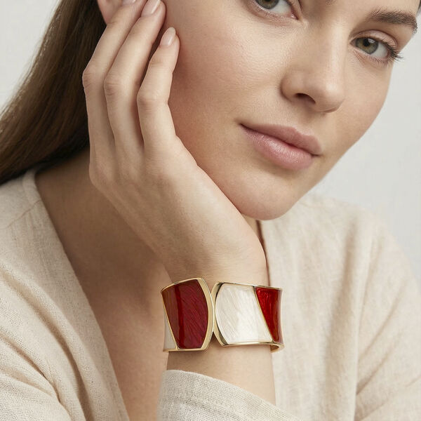 Emaille-Armreif im Colorblock-Design, 17cm, Maroon image number 3