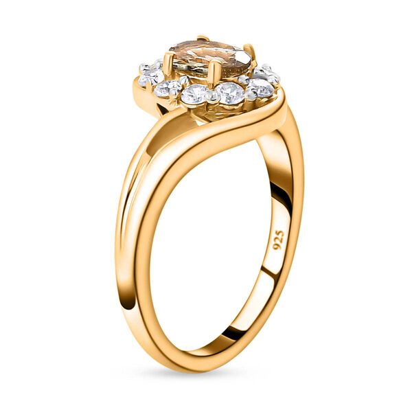 AA nat&uuml;rlicher, goldener Tansanit und Zirkon-Ring - 0,94 ct. image number 4