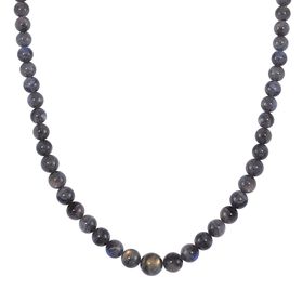 Labradorit Halskette ca. 50 cm 925 Silber rhodiniert ca. 310,00 ct.