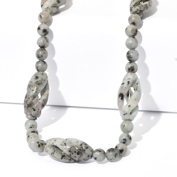 EVER TRUE Sesam-Jaspis Halskette ca. 50 cm Nickelfreies Messing Platiniert ca. 270.00 ct