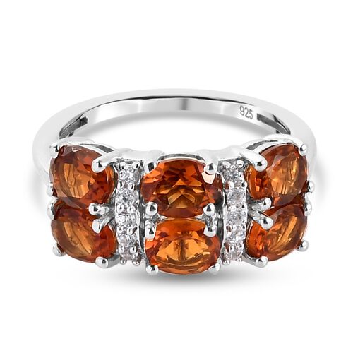 Madira Citrin und Zirkon Ring 925 Silber Platin-Überzug image number 0