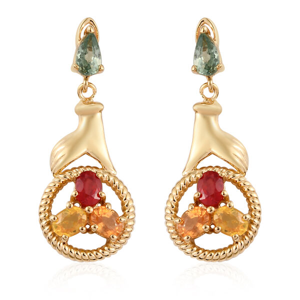 Mehrfarbig Saphir Ohrh&auml;nger 925 Silber vergoldet ca. 2,03 ct&nbsp;