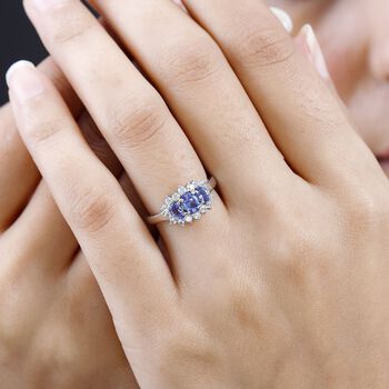 AA Tansanit und Zirkonia Ring - 1.26ct.