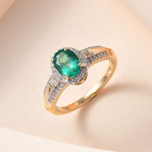 AAA Kagem sambischer Smaragd und Diamant-Ring in 585 Gelbgold - 1,38 ct. image number 1