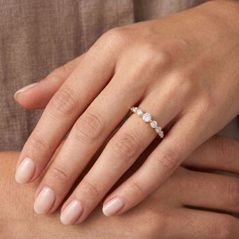 LUXURIANT SGL zertifizierter SI-GH Labor Diamant Ring, 925 Silber 750 Gelbgold Vermeil - 0,50 ct.
