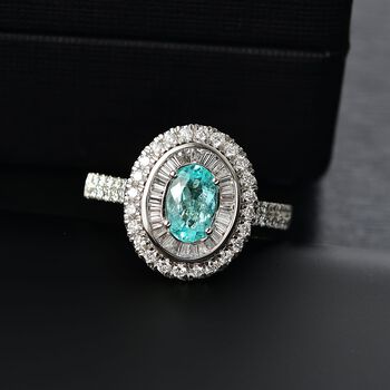 RHAPSODY zertifiziert und gepr&uuml;ft AAAA Paraiba Turmalin und VS-EF Diamant Ring in 950 Platin - 2,08 ct.