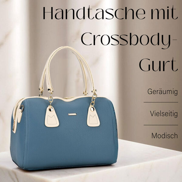 SATCHEL Moderne Handtasche mit Crossbody Gurt, 34x11x22 cm, blau image number 1