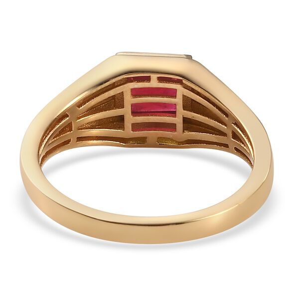 Fissure gef&uuml;llt Rubin und Zirkon Herren Ring 925 Silber 585 Vergoldet image number 6