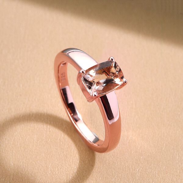 Morganit-Ring, 925 Silber Ros&eacute;gold Vermeil  ca. 0,84 ct image number 2