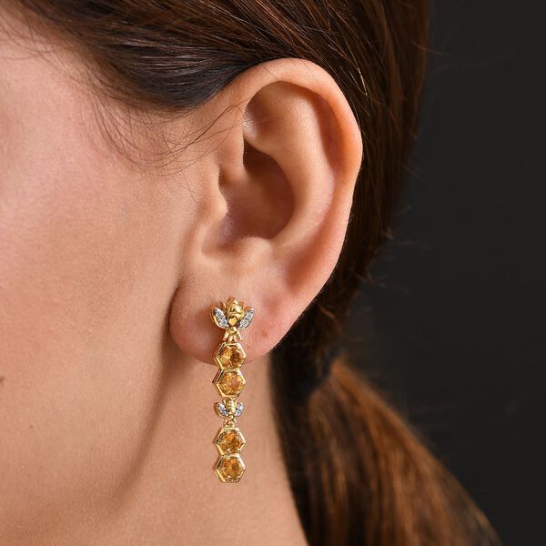 GP Honeycomb Trionfo Kollektion - AA Citrin, Zirkon und blaue Saphir Ohrringe - 2,40 ct. image number 4