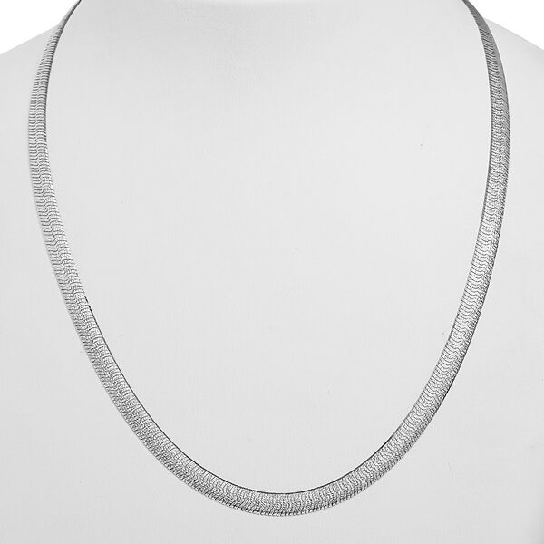 Italienische Fischgrät-Flachkette in rhodiniertem Silber 45cm image number 2