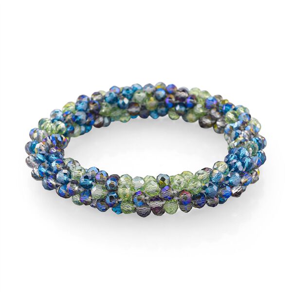 2er Set - Mehrfarbiger Kristall Halskette und Armband, flexibel, Neon image number 6