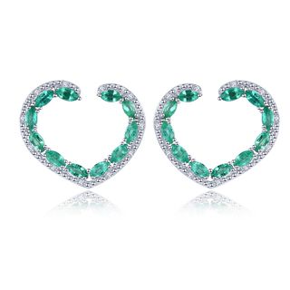 AAA Kagem Sambia Smaragd und Zirkon Ohrringe 925 Silber rhodiniert ca. 1,52 ct