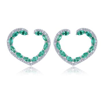 AAA Kagem Sambia Smaragd und Zirkon Ohrringe 925 Silber rhodiniert ca. 1,52 ct