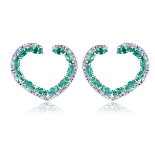 AAA Kagem sambische Smaragd und Zirkon-Ohrringe- 1,52 ct. image number 0