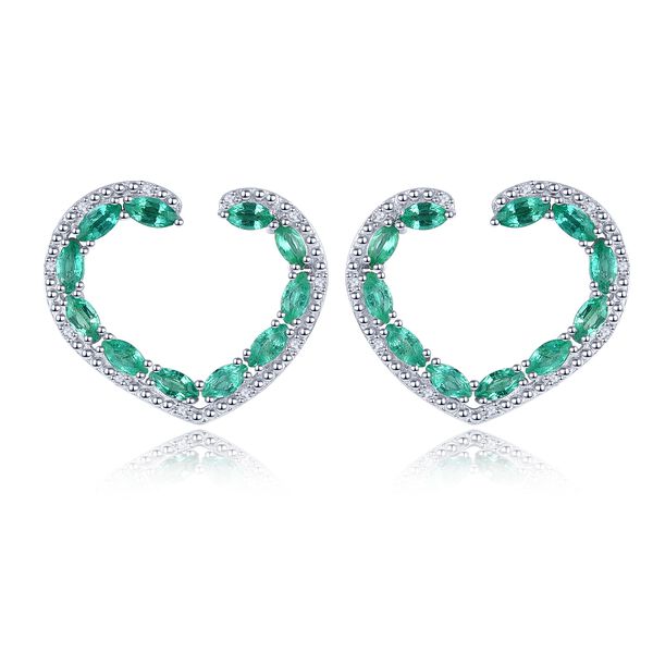 AAA Kagem sambische Smaragd und Zirkon-Ohrringe- 1,52 ct. image number 0