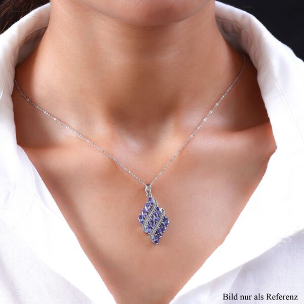 Tansanit und Zirkon Anhänger mit Kette in Silber 3,03 Ct image number 3