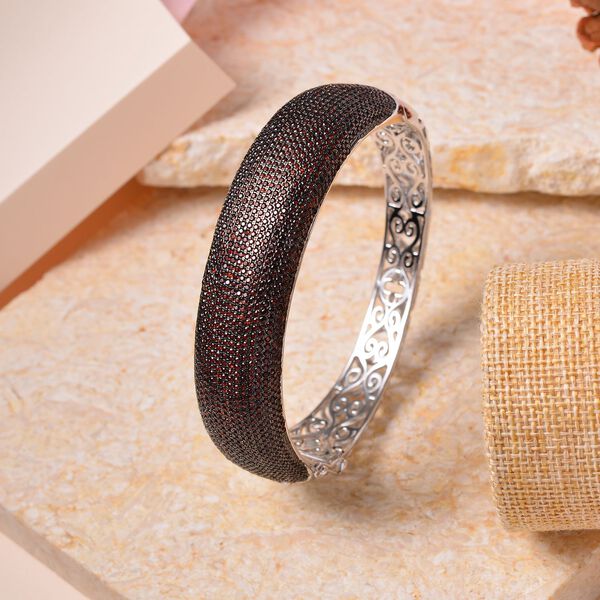 Roter Granat Armreif ca. 19 cm 925 Silber Zweifarbige Beschichtung ca. 12,60 ct. image number 2