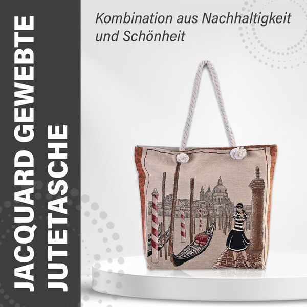 Jacquard gewebte Jute-Tasche, Suzani rot image number 4