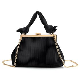 Plissiertes Design Crossbody Bag mit Knotenhenkel, 23 x 10 x 15 cm, Schwarz