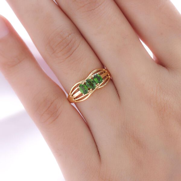 Nat&uuml;rlicher Chromdiopsid-Ring, 925 Silber vergoldet (Gr&ouml;&szlig;e 17.00) ca. 0,57 ct image number 3