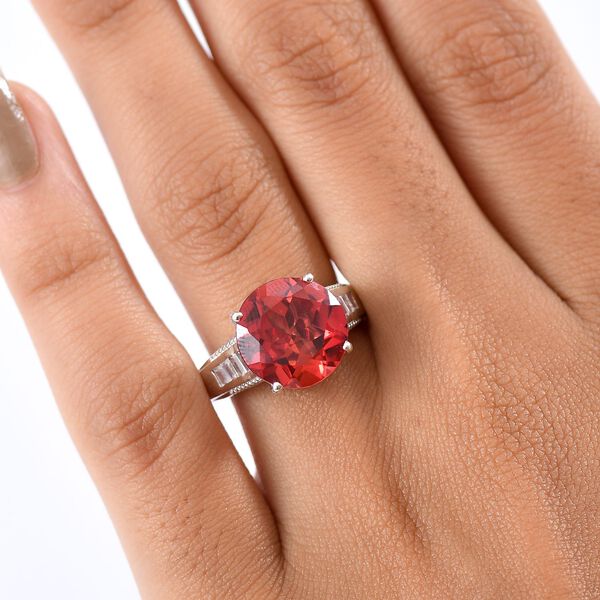 D'Joy Labor Padparadscha Saphir und Zirkon Ring - 9,82 ct. image number 3