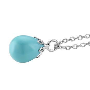 3er Set - Sleeping-Beauty-farbene Muschelkernperle (16X12 mm) Anh&auml;nger mit Kette und Ohrringe, Nickelfreies Messing und 316L Edelstahl