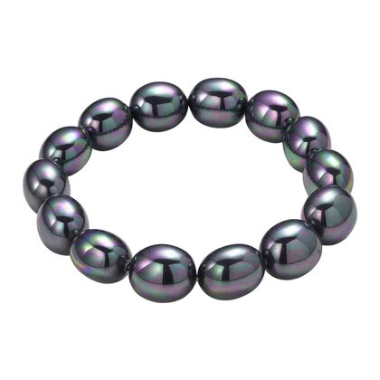 Pfaufarbene Muschelperlen (15x13 mm) Armband Flexibles (ca. 18.5 - 19.75 cm)