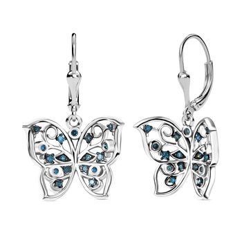 D'Joy Blauer Diamant Ohrringe 925 Silber rhodiniert ca. 0,26 ct.