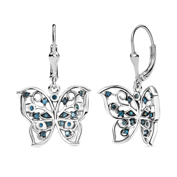 D'Joy Blauer Diamant Ohrringe 925 Silber rhodiniert ca. 0,26 ct. image number 0