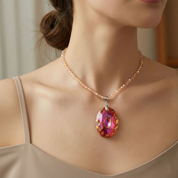 Oranger magischer Farb-Kristall Schmuckset image number 2