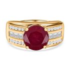 Afrikanischer Rubin (Fissure gefüllt), Weißer Zirkon Ring, 925 Silber Gelbgold Vermeil (Größe 19.00) ca. 6.52 ct