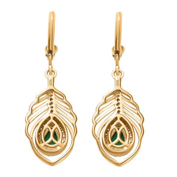 Pfau Quarz Triplette, Wei&szlig;er Zirkon Ohrringe 925 Silber 750 Gelbgold Vermeil ca. 1.62 ct image number 5