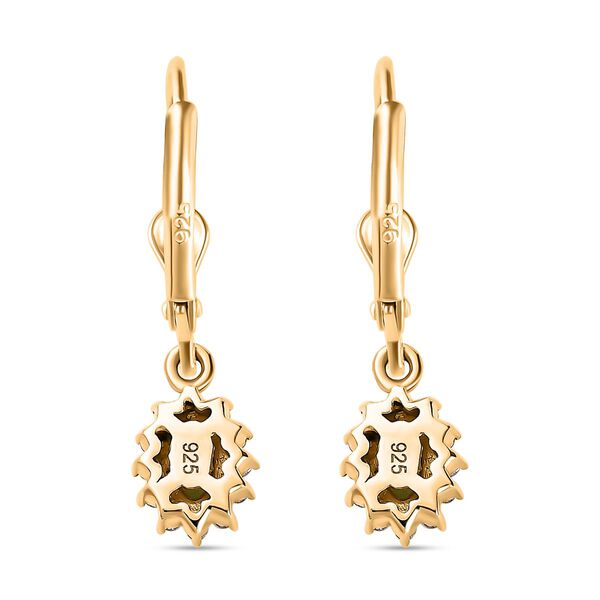 Nat&uuml;rliche AA Calabar-Turmalin, Wei&szlig;er Zirkon Ohrringe, 925 Silber Gelbgold Vermeil ca. 0.77 ct image number 5