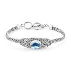 Himmelblauer Topas Armband ca. 20 cm 925 Silber ca. 6.33 ct