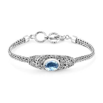Himmelblauer Topas Armband ca. 20 cm 925 Silber ca. 6.33 ct