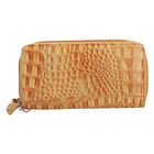 RFID-geschützte Brieftasche aus 100% echtem Leder mit Kroko-Prägung und abnehmbarem Trageschlaufe, Gelb