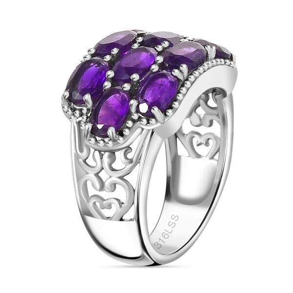 Afrikanischer Amethyst Ring Edelstahl (Größe 17.00) ca. 4,17 ct image number 5